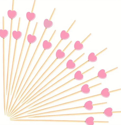 Wooden heart cocktail sticks