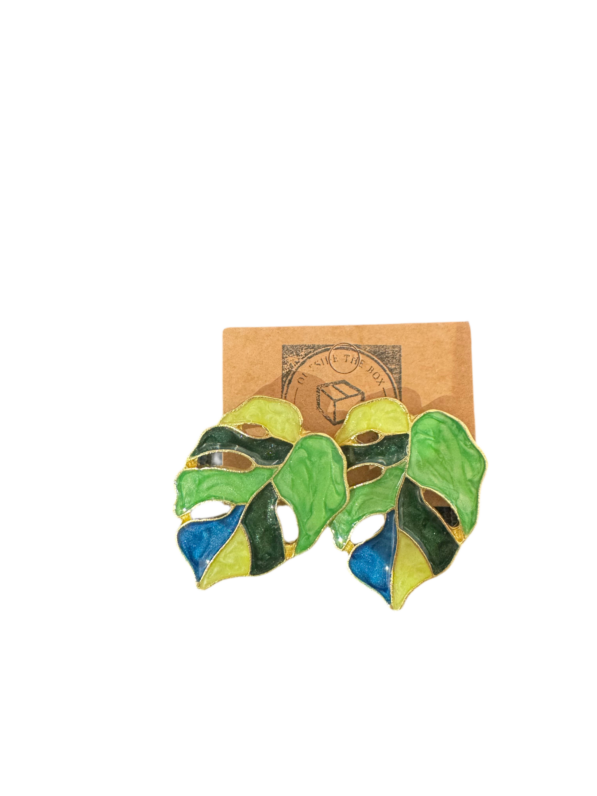 Boucles d'oreilles feuilles de Monstera
