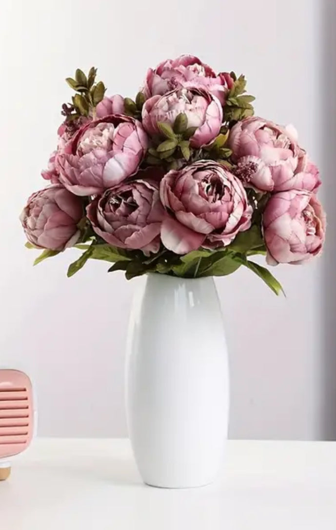 Bouquet de 13 pivoines artificielles