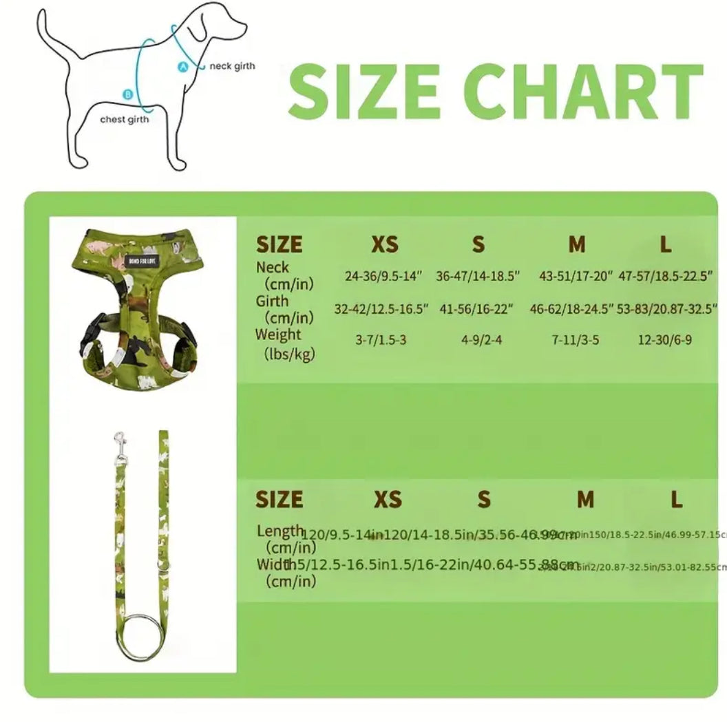 Set of 6 Dog Harness Collar Bow Leash