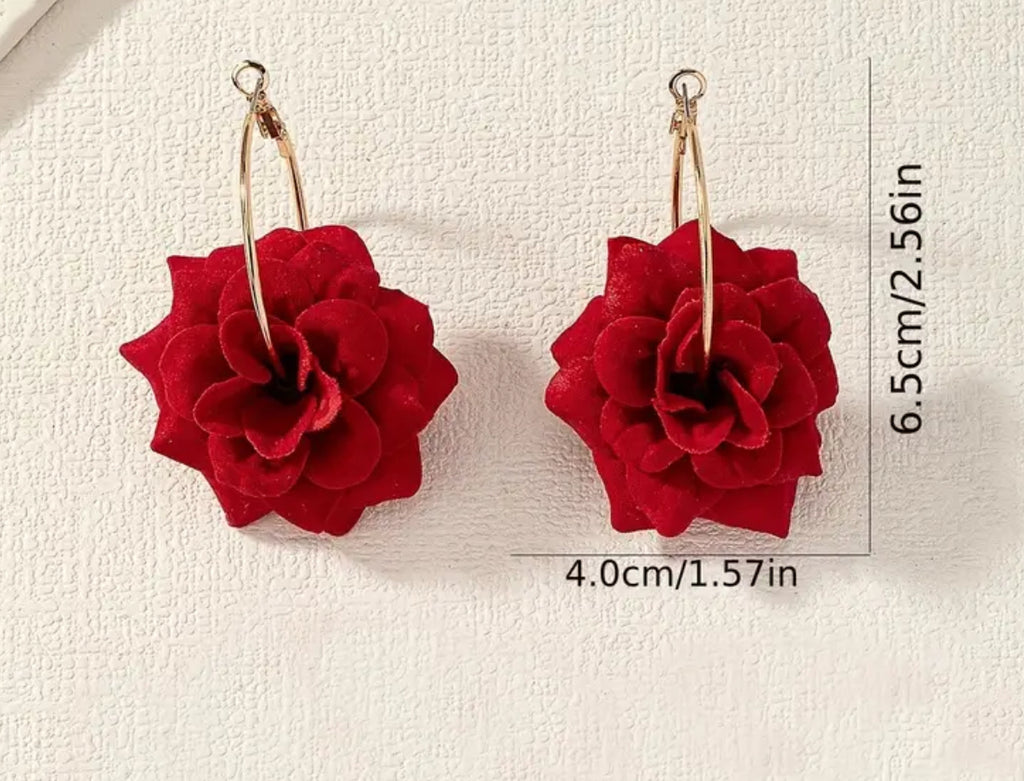 Boucles d'oreilles roses rouges