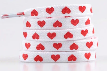 Hearts on white shoelaces ( various colours)