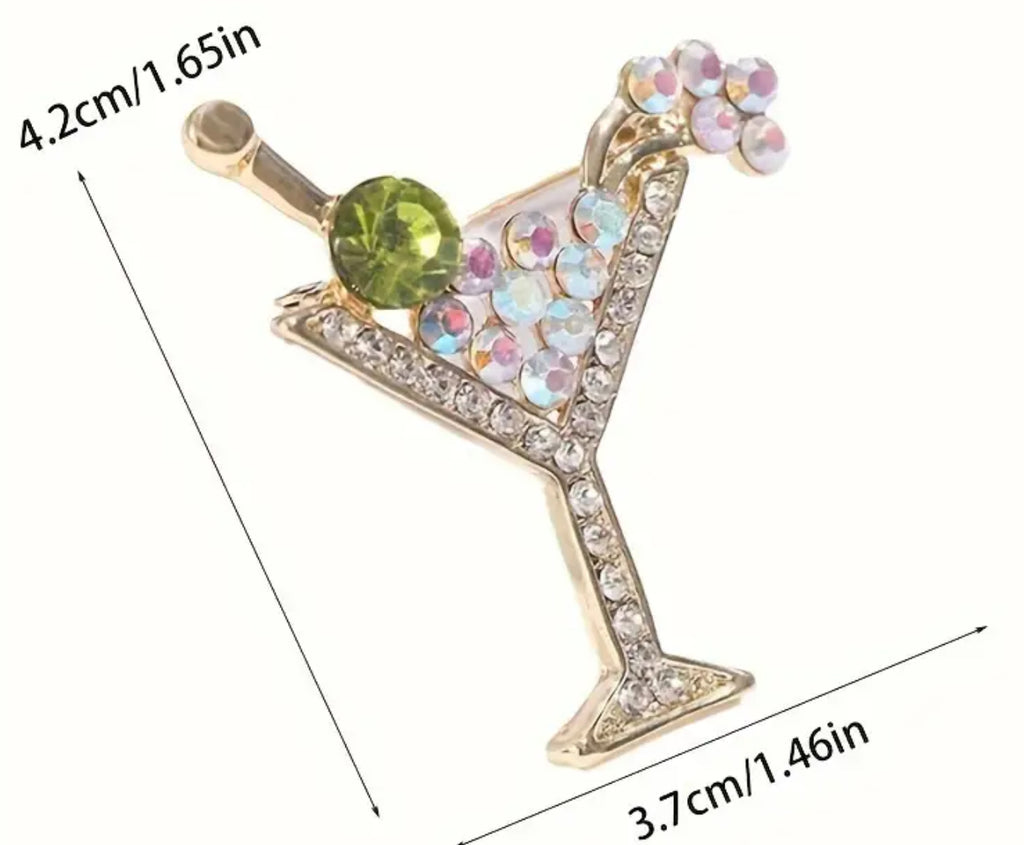 Broche cocktail Martini en diamant