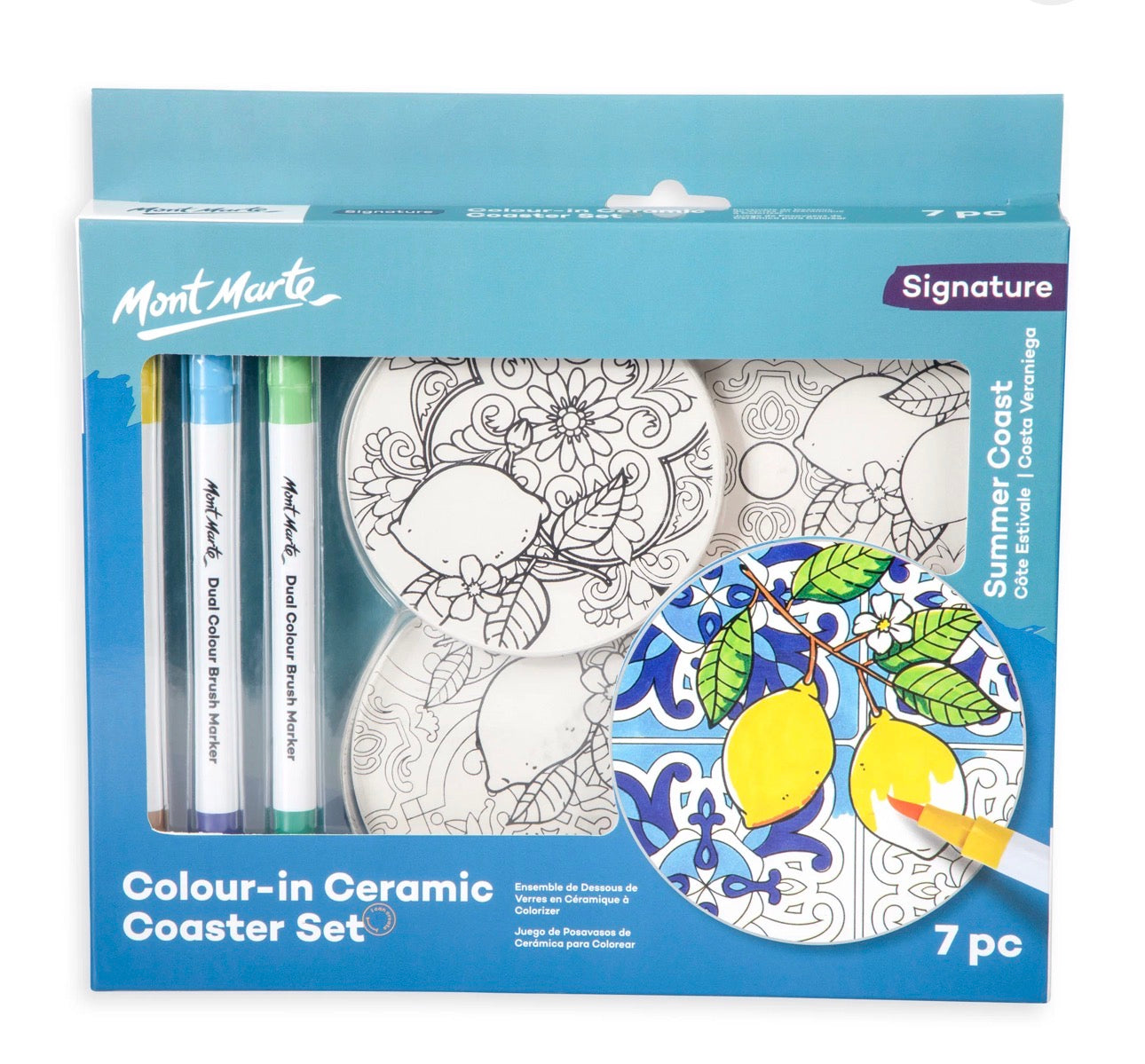 Colour-in Ceramic Coaster Set- 7 Piece