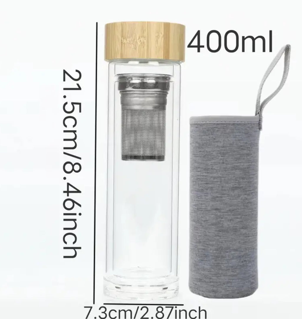 Bouteille à thé en verre avec couvercle de protection