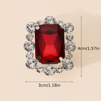 Silver-plated Red Zirconia Ring