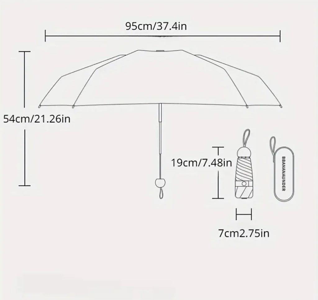 Parapluie compact rose dans son étui
