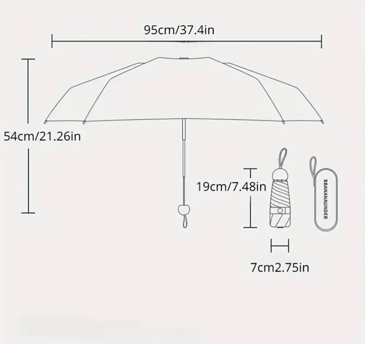 Parapluie compact rose dans son étui