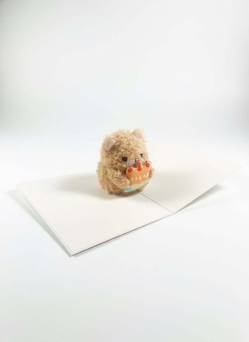 Furry Bear Pop-Up Birthday Card