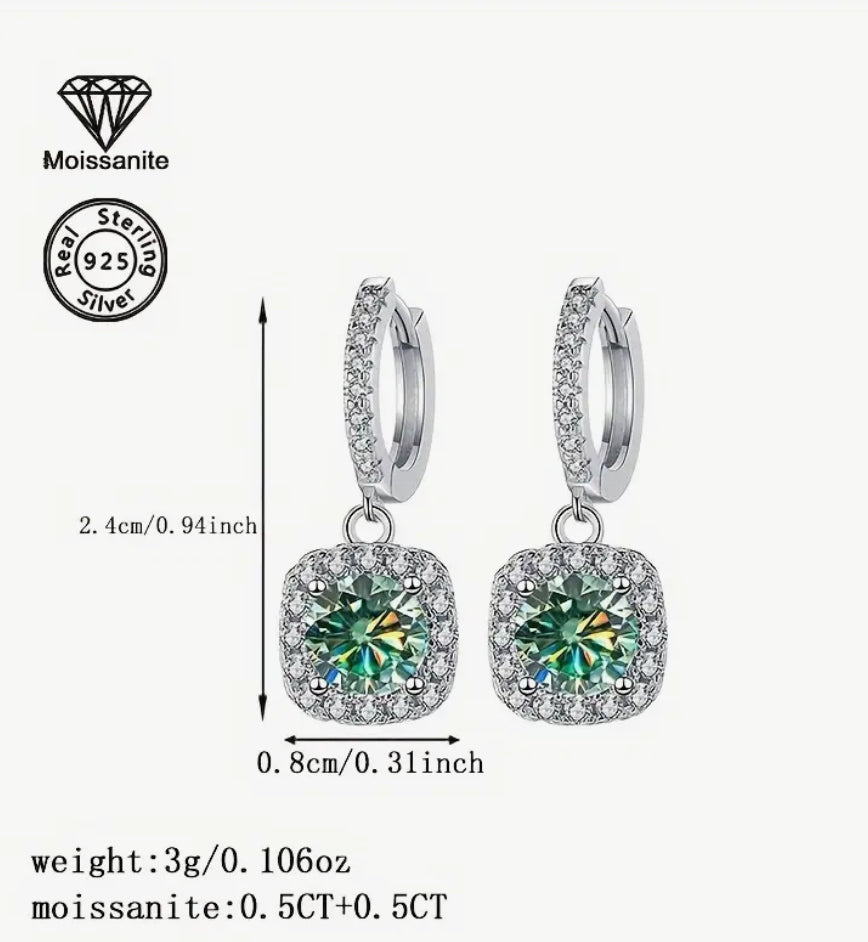 Boucles d'oreilles en argent sterling avec moissanite 2 carats