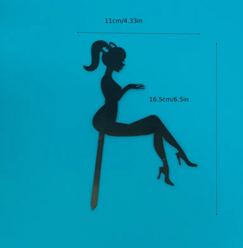 Décoration de gâteau Fashionista Lady (noir ou doré)