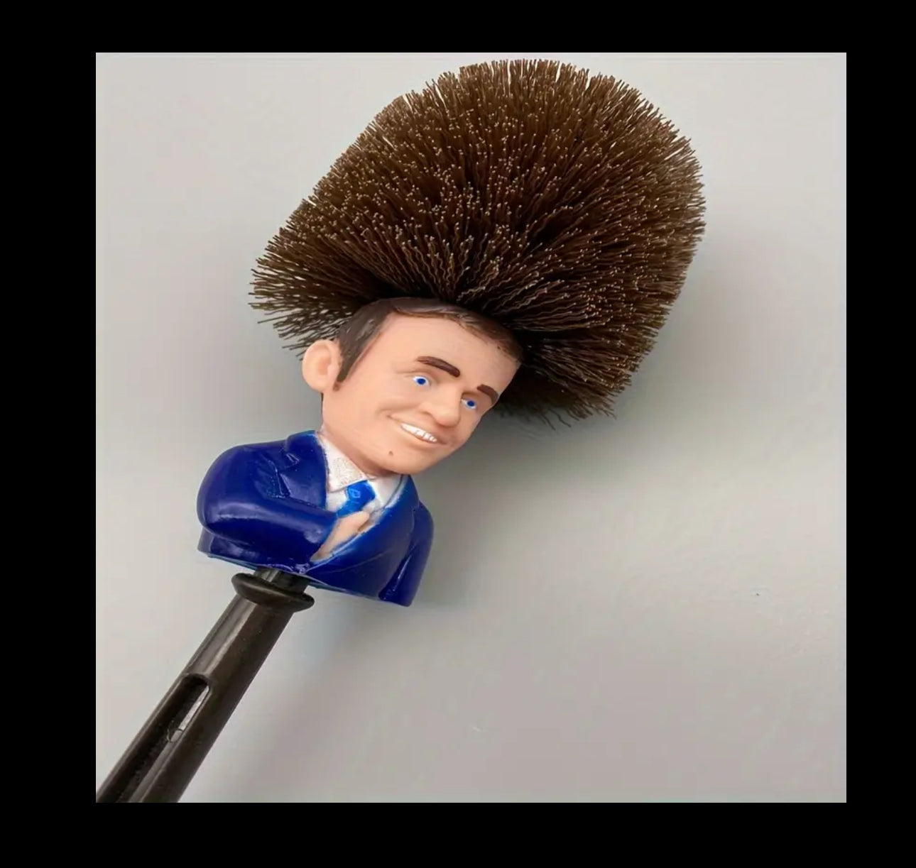 White Comical Toilet Brush - political figure