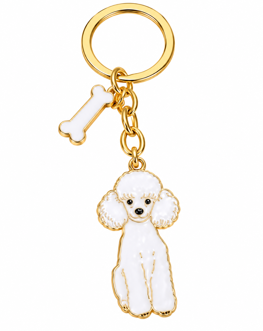 White Poodle Dog Keyring