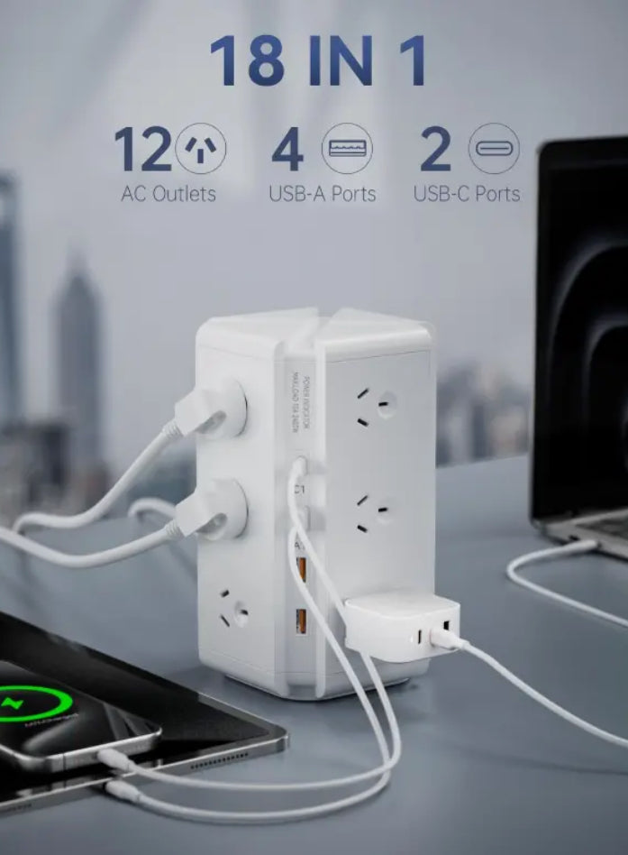 Tour d'adaptateur d'alimentation électrique avec ports USB