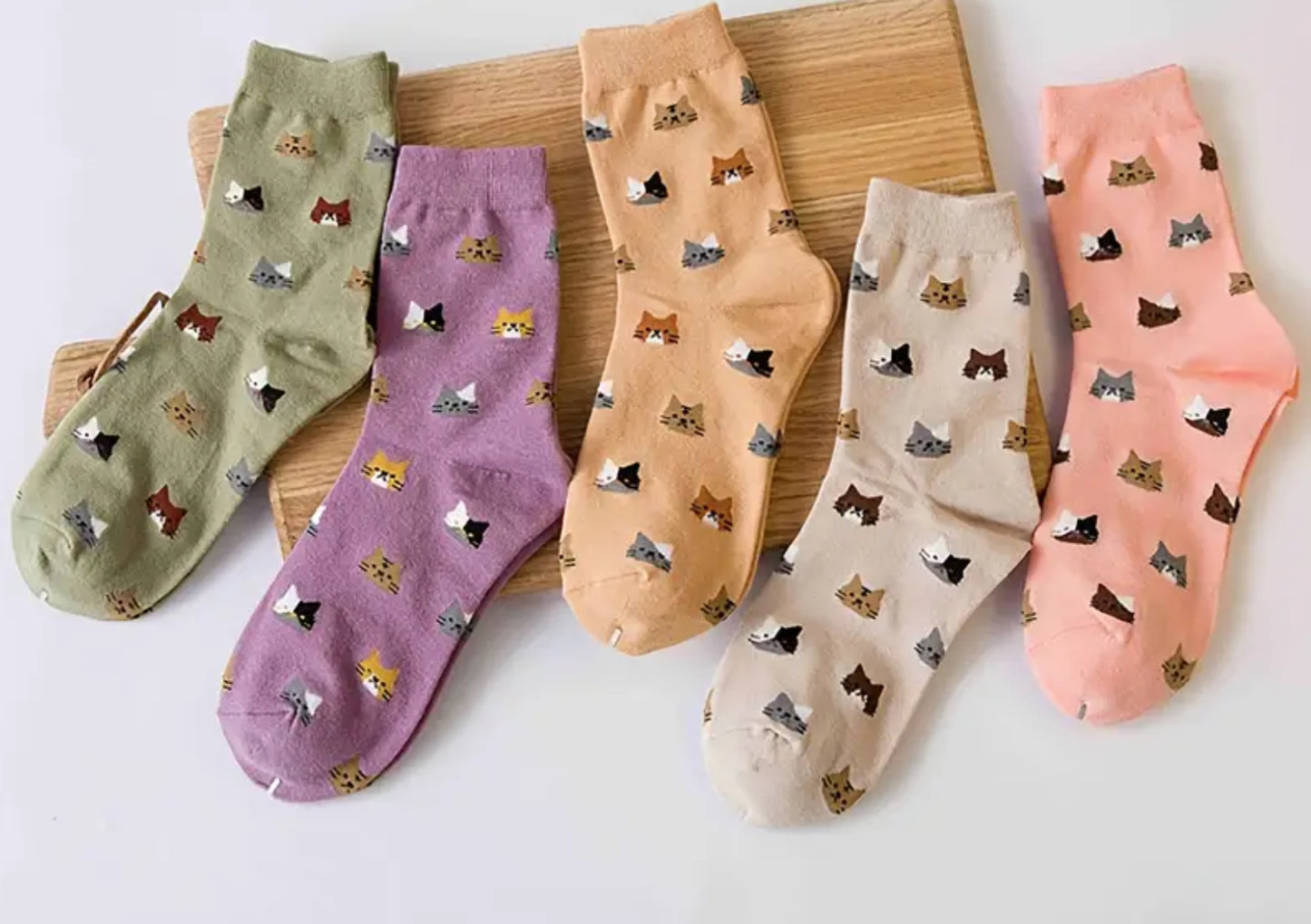 Cat Mid-Tube Cotton Socks (different colours available )