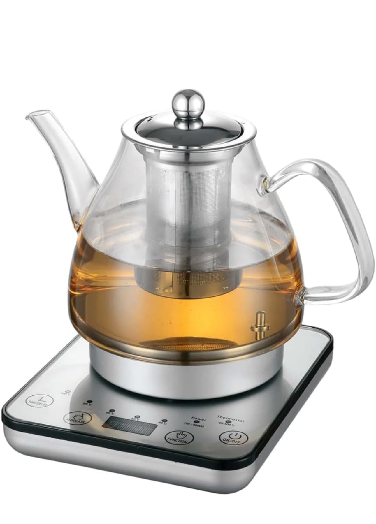 Bouilloire électrique en verre et acier inoxydable sans BPA