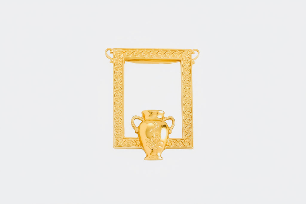 Framed Vase Brooch or Pendant (Gold)