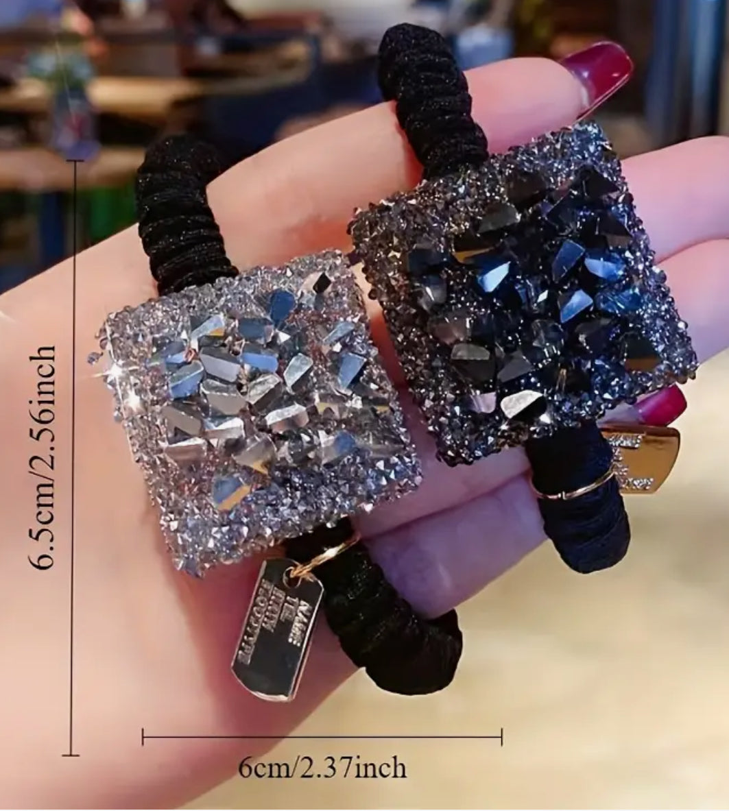 Square Diamonte hair tie (3 choices)