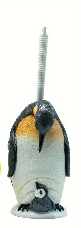 Brosse de toilette Pingouins en résine