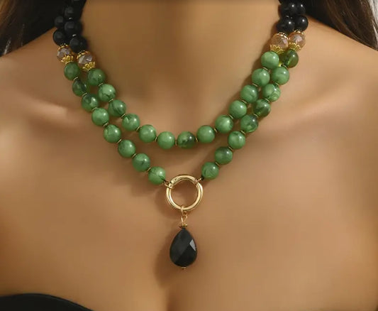 Green bead necklace