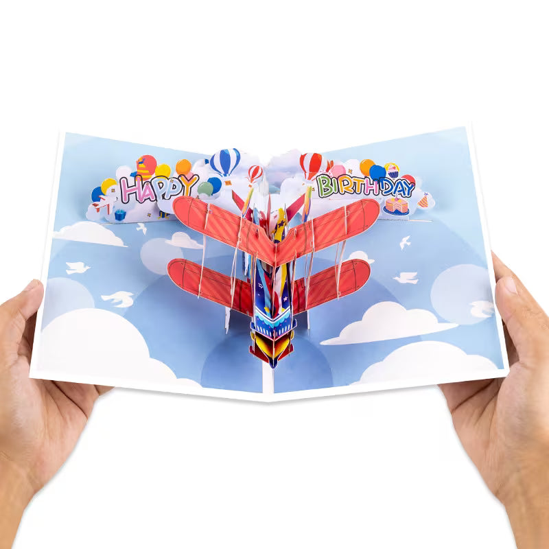 3D Pop-Up Surprise Greeting Card with Airplane