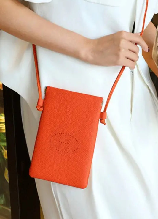 Orange “H” genuine leather handbag