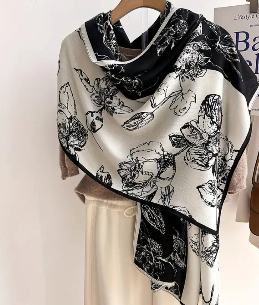 Écharpe double face fleurie