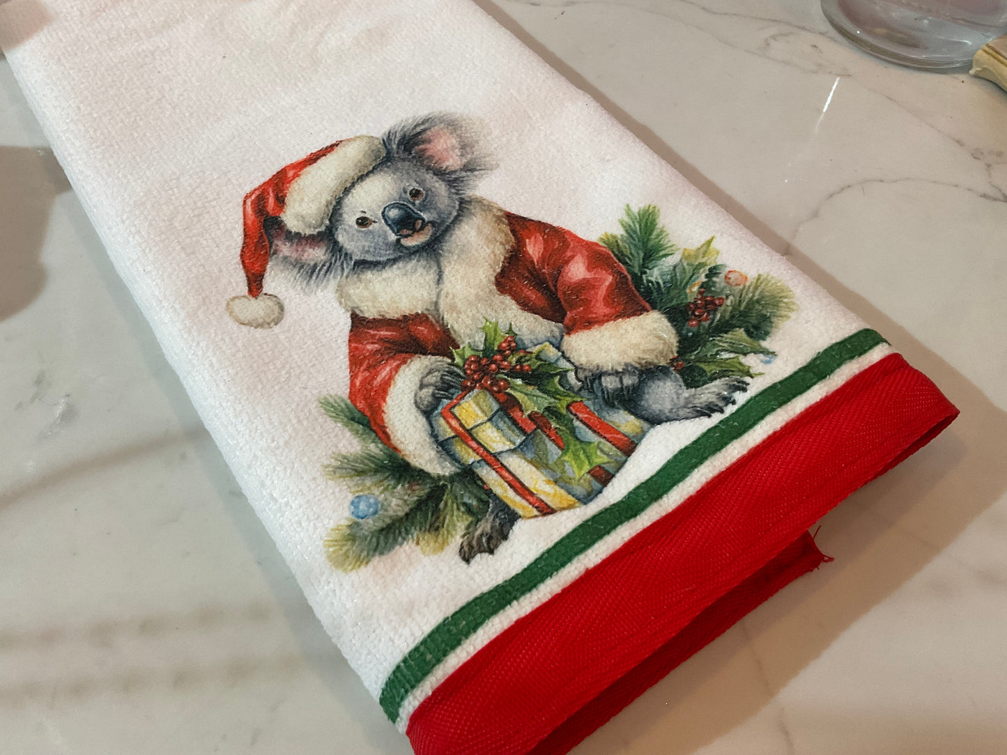 Koala Christmas tea towel