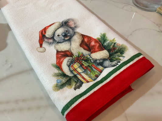 Koala Christmas tea towel