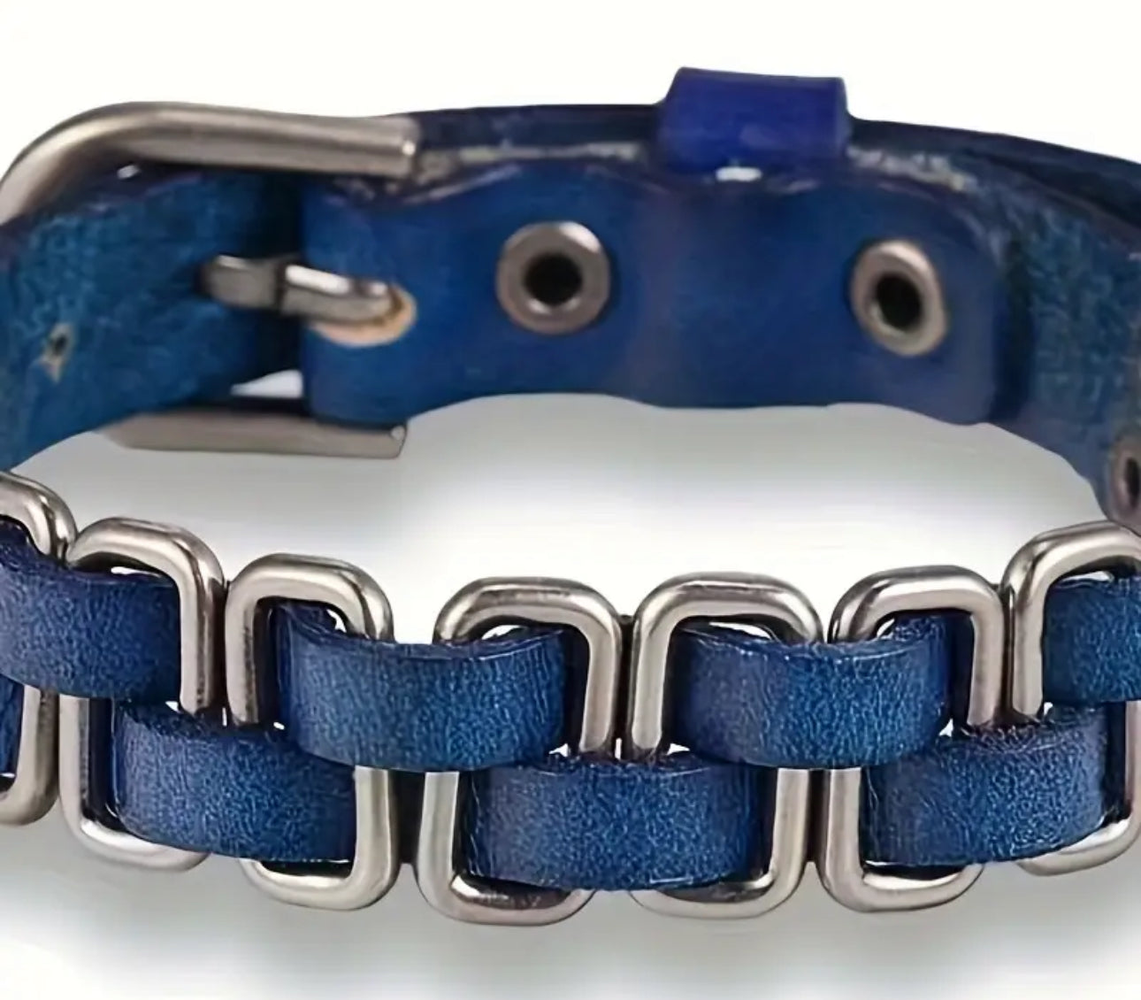 Bracelet en cuir véritable tressé en argent