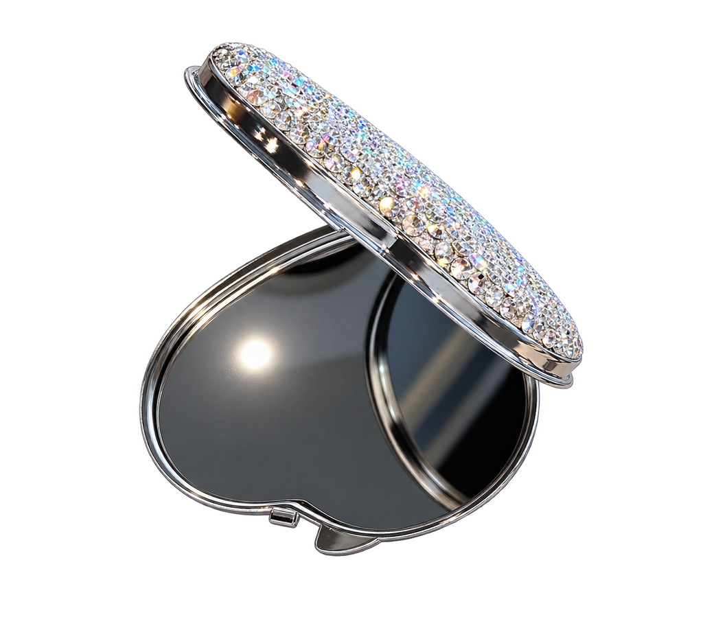Diamonte Heart compact mirror