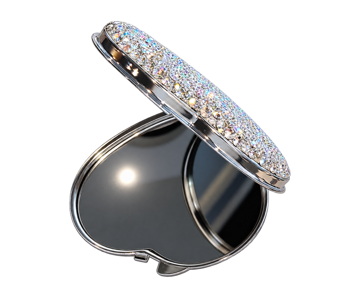 Diamonte Heart compact mirror