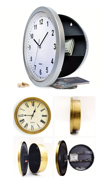 Wall clock hidden safe (bronze or silver)