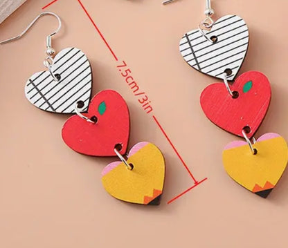 Wooden Hearts Earrings