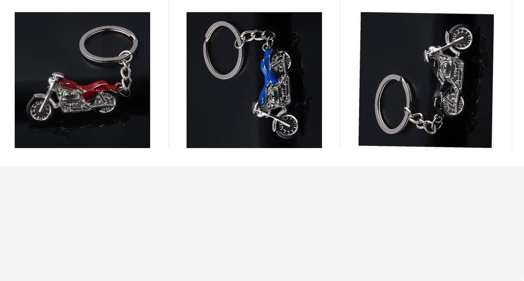 Porte-clés moto en métal (rouge, noir ou bleu)