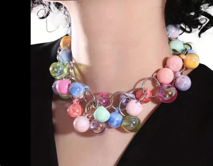 Multicoloured bead necklace