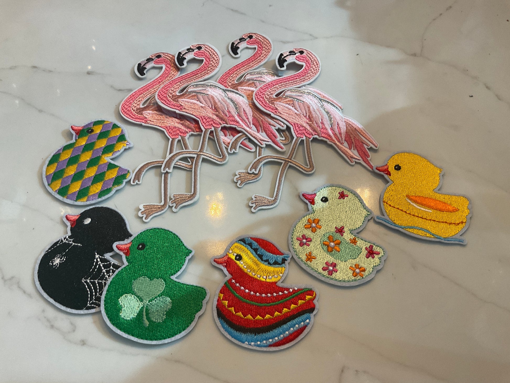 Patch thermocollant tendance - motifs flamants roses et canards