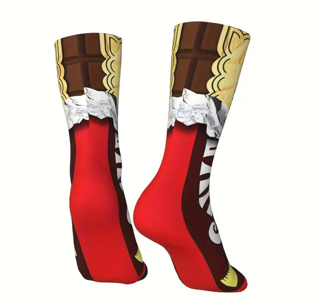 Chaussettes fantaisie en forme de barre chocolatée
