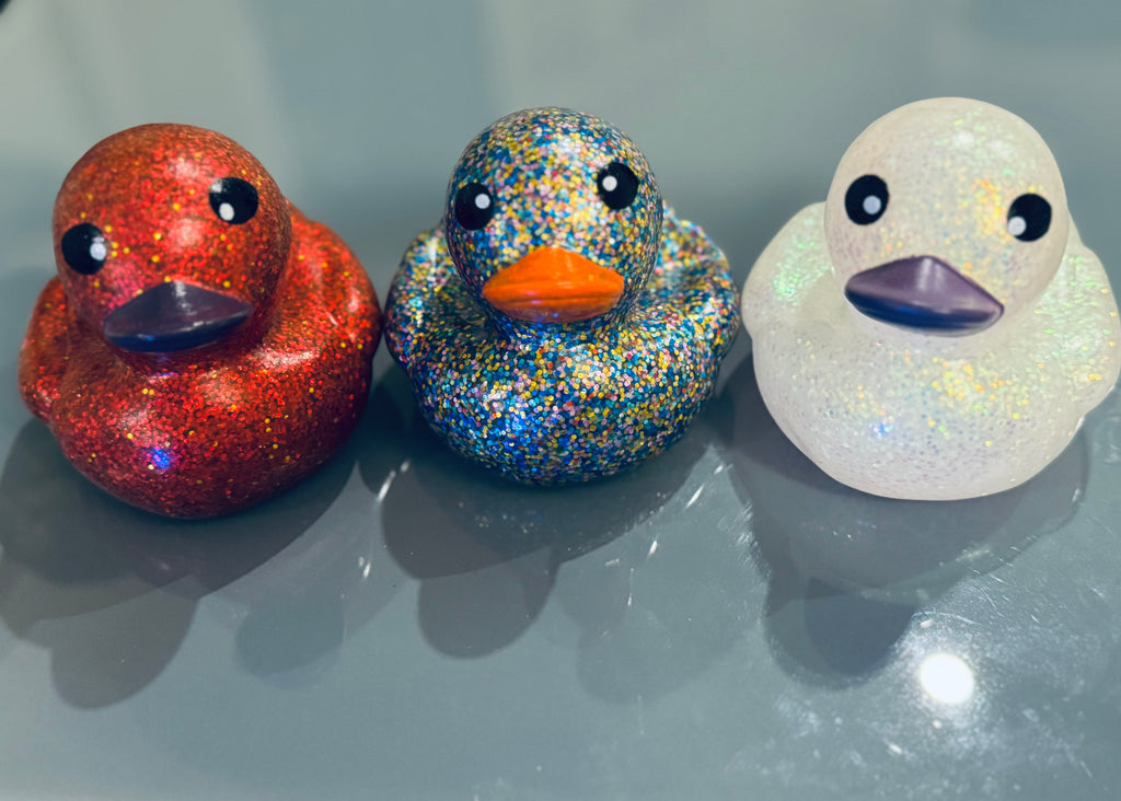 Grand canard en caoutchouc pailleté