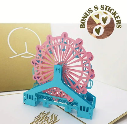 3D Pop-Up Greeting Card - Ferris Wheel (pink)