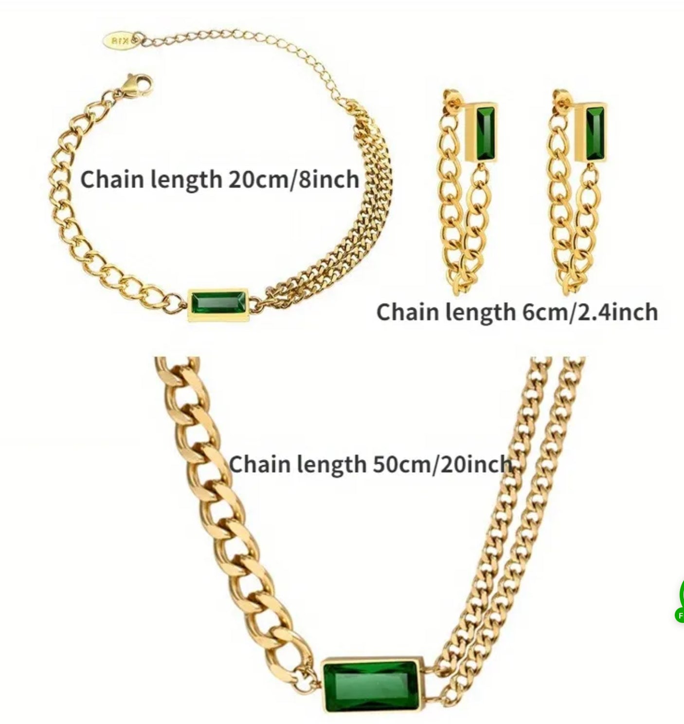 Ensemble moderne de boucles d'oreilles, collier et bracelet