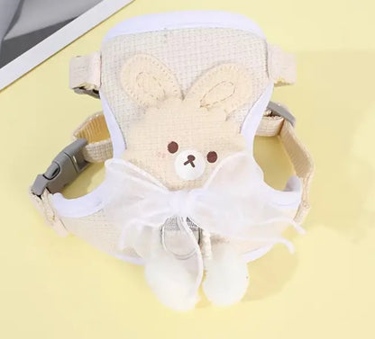 Beige Dog/Cat harness with Rabbit design