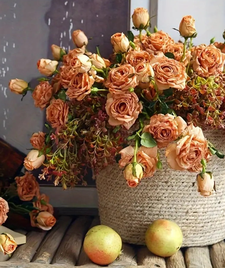 Roses artificielles abricot