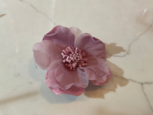 Purple Fabric Flower Brooch or Hair Clip