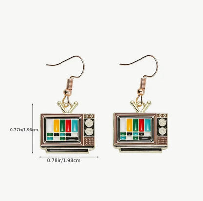 Vintage television sterling silver earrings