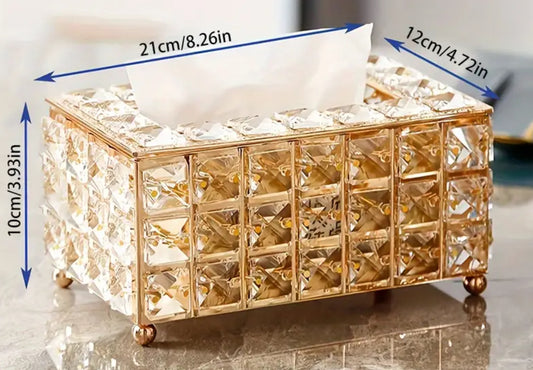 Gold Wrought Iron crystal tissue box