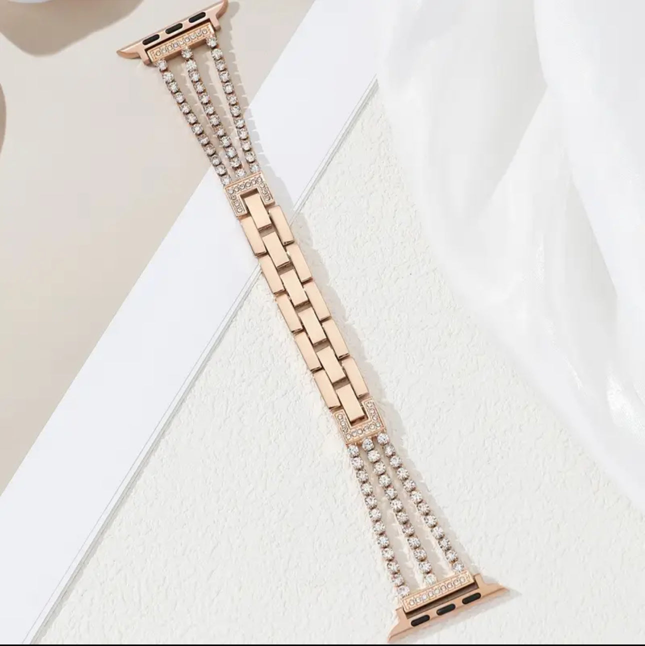 Rhinestone Gold-Plated Apple Watch Strap 38mm