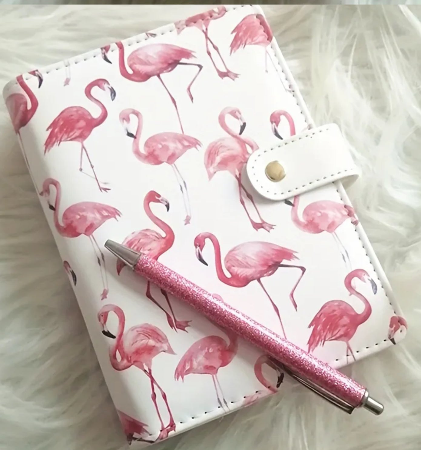 Flamingo notebook with pen holder