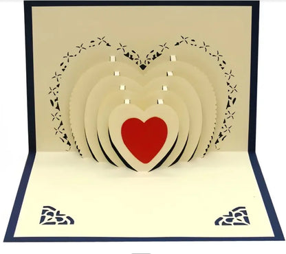 3D Heart Greeting Card - Blue or Red