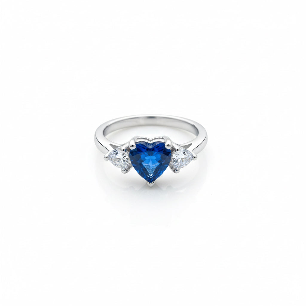 Blue Zirconia Heart Ring